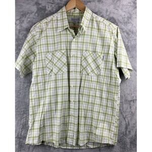 Carhartt Shirt Mens Extra Large XL Green White Plaid Button Up Short Sleeve